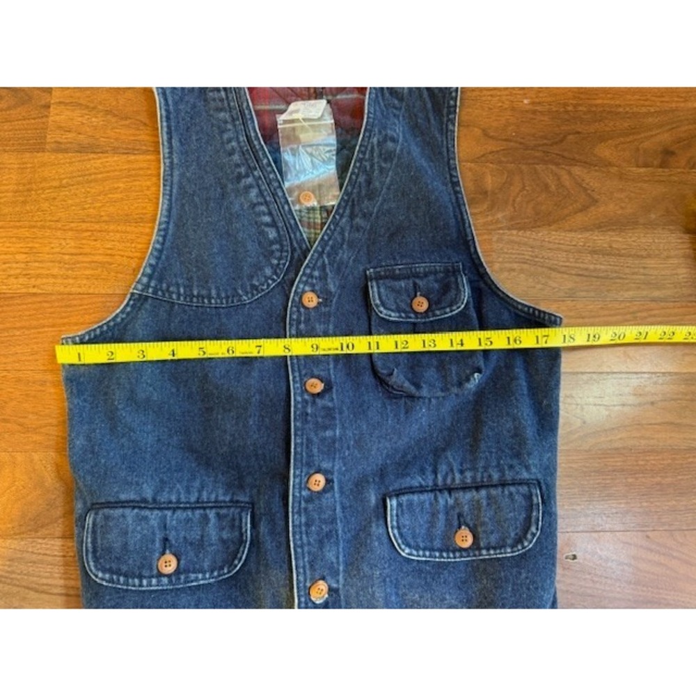 Vintage BASS Womens SML Denim &‎ Red Plaid Jean Vest NEW w/Tags - Picture 7 of 8